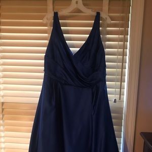 David’s bridal bridesmaid dress long cobalt blue